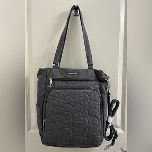 Travelon Anti Theft Quilted Tote Grey Crossbody Bag
